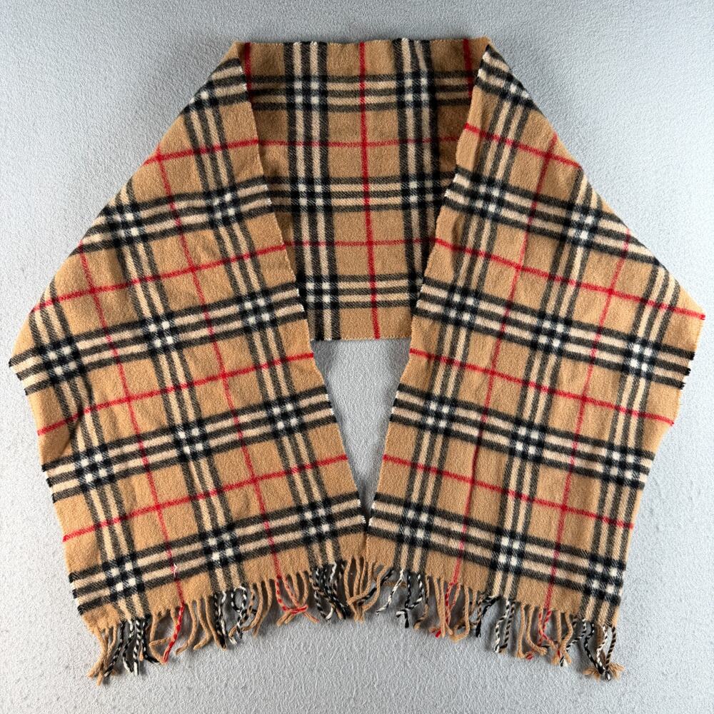 Vintage Burberrys of London Lambswool Nova Check Scarf Made in England